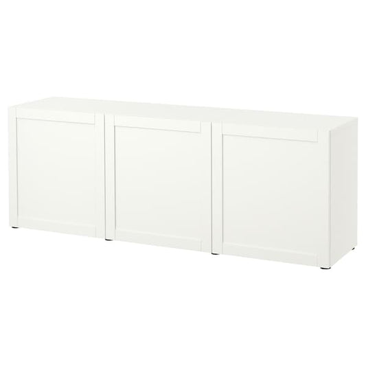 Ikea BESTÅ - Storage combination with doors, white/Hanviken white, 180x42x65 cm