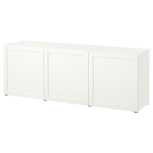 BESTÅ - Storage combination with doors, white/Hanviken white, 180x42x65 cm