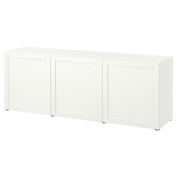 BESTÅ - Storage combination with doors, white/Hanviken white, 180x42x65 cm