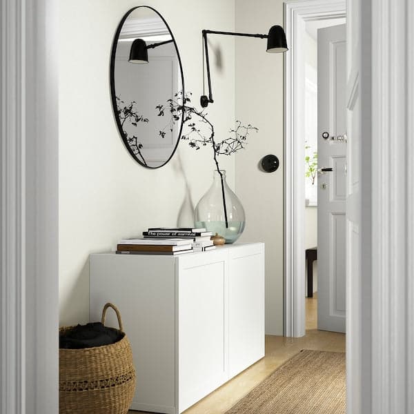 BESTÅ - Storage combination with doors, white/Hanviken white, 120x42x65 cm - best price from Maltashopper.com 59324564