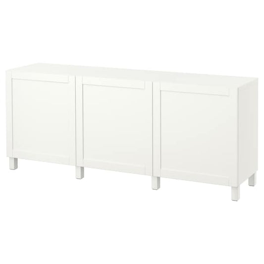 Ikea BESTÅ - Storage combination with doors, white/Hanviken/Stubbarp white, 180x42x74 cm