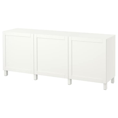 BESTÅ - Storage combination with doors, white/Hanviken/Stubbarp white, 180x42x74 cm