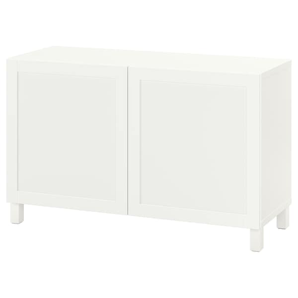 Ikea BESTÅ - Storage combination with doors, white/Hanviken/Stubbarp white, 120x42x74 cm