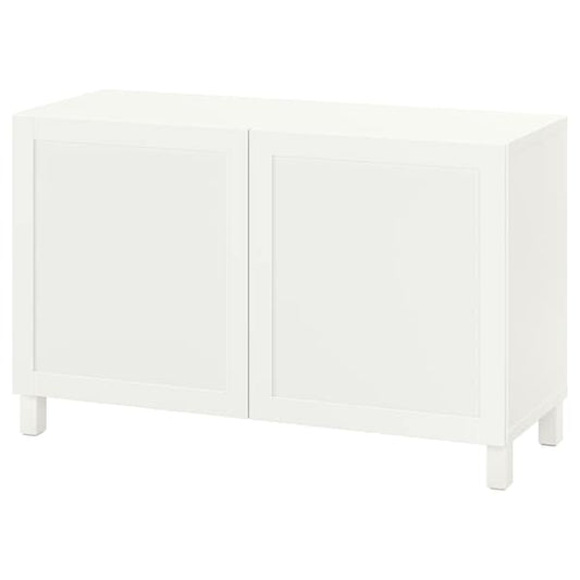 Ikea BESTÅ - Storage combination with doors, white/Hanviken/Stubbarp white, 120x42x74 cm