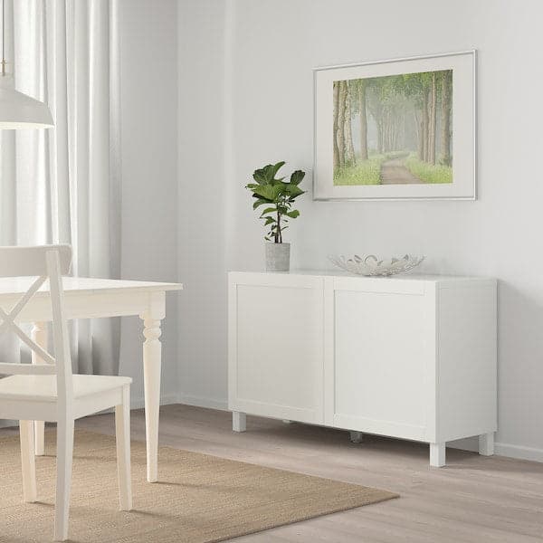 BESTÅ - Storage combination with doors, white/Hanviken/Stubbarp white, 120x42x74 cm - best price from Maltashopper.com 79282186