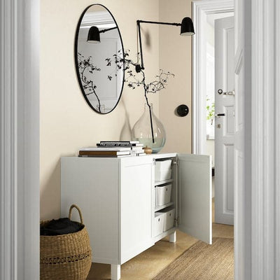 BESTÅ - Storage combination with doors, white/Hanviken/Stubbarp white, 120x42x74 cm - best price from Maltashopper.com 79282186