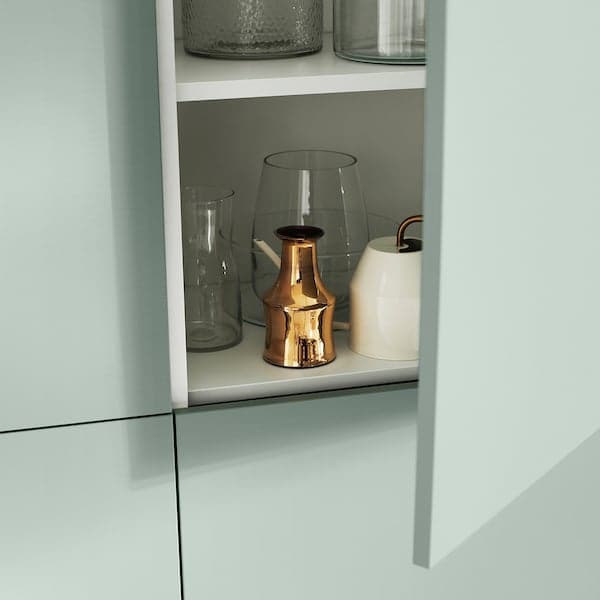 Ikea BESTÅ - Storage combination with doors, white/Hjortviken pale grey-green, 120x42x193 cm