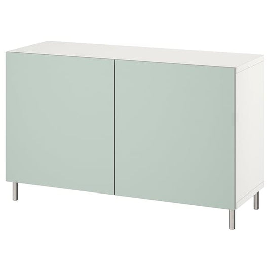 BESTÅ - Storage combination with doors, white/Hjortviken/Ösarp pale grey-green, 120x42x74 cm - best price from Maltashopper.com 39421448