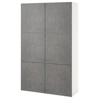 BESTÅ - Storage combination with doors, white/Kallviken dark grey concrete effect, 120x42x193 cm - best price from Maltashopper.com 39434752