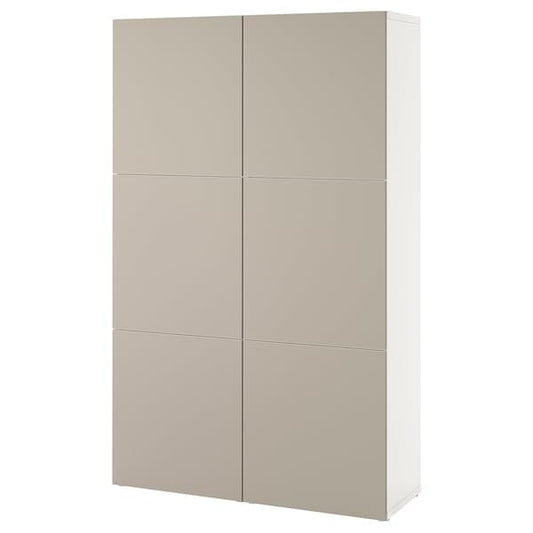 BESTÅ - Storage combination with doors, white/Lappviken light grey-beige, 120x42x193 cm - best price from Maltashopper.com 79421658