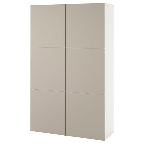 BESTÅ - Storage combination with doors, white/Lappviken light grey-beige, 120x42x193 cm