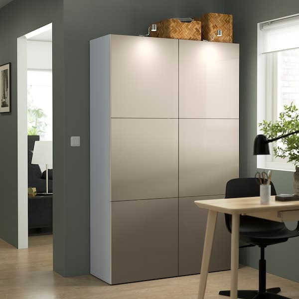 BESTÅ - Storage combination with doors, white/Lappviken light grey-beige, 120x42x193 cm - best price from Maltashopper.com 79421658