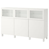BESTÅ storage combination with doors, white Lappviken/Sindvik white clear glass, 180x42x112 cm
