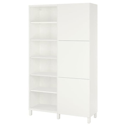 BESTÅ - Storage combination with doors, white/Lappviken/Stubbarp white, 120x42x202 cm