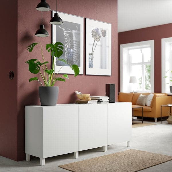 Ikea BESTÅ - Storage combination with doors, white/Lappviken/Stubbarp white, 180x42x74 cm