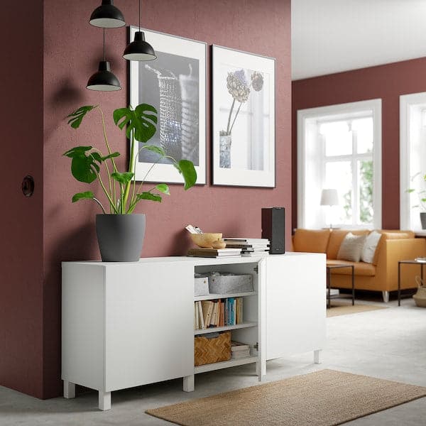 BESTÅ - Storage combination with doors, white/Lappviken/Stubbarp white, 180x42x74 cm - best price from Maltashopper.com 29139718