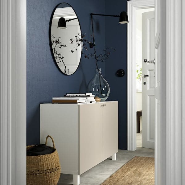 Ikea BESTÅ - Storage combination with doors, white/Lappviken/Stubbarp light grey-beige, 120x42x74 cm