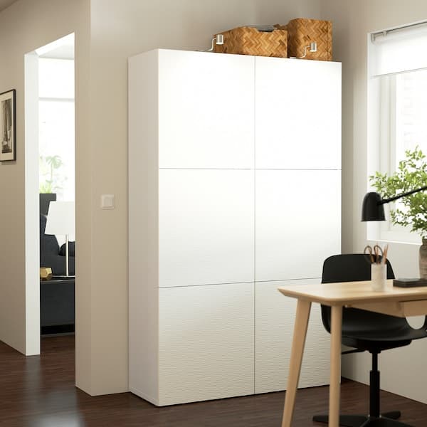 Ikea BESTÅ - Storage combination with doors, white/Laxviken white, 120x42x193 cm