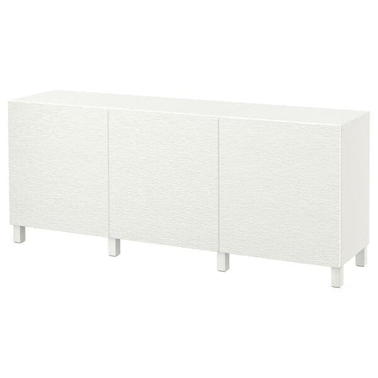 Ikea BESTÅ - Storage combination with doors, white/Laxviken/Stubbarp white, 180x42x74 cm