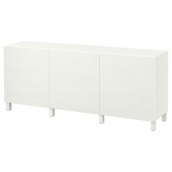 BESTÅ - Storage combination with doors, white/Laxviken/Stubbarp white, 180x42x74 cm