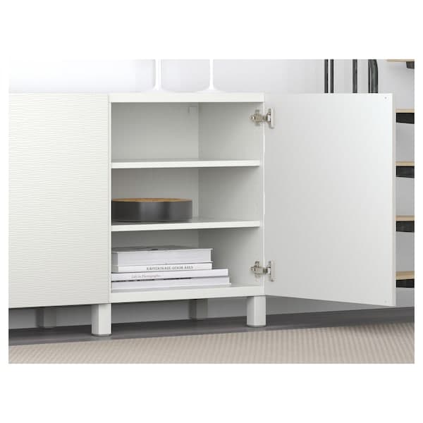 BESTÅ - Storage combination with doors, white/Laxviken/Stubbarp white, 180x42x74 cm - best price from Maltashopper.com 49139897