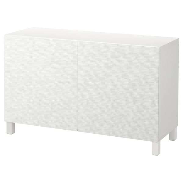 BESTÅ - Storage combination with doors, white/Laxviken/Stubbarp white, 120x42x74 cm