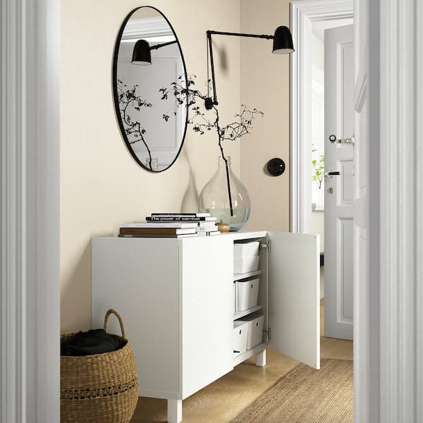 BESTÅ - Storage combination with doors, white/Laxviken/Stubbarp white, 120x42x74 cm - best price from Maltashopper.com 49209989