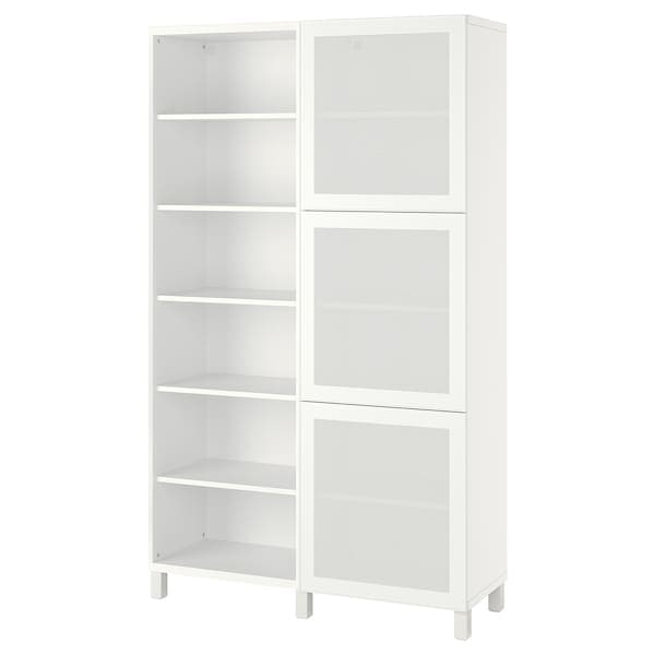 BESTÅ - Storage combination with doors, white/Mörtviken/Stubbarp white, 120x42x202 cm