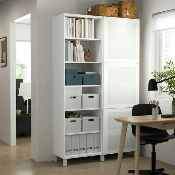 BESTÅ - Storage combination with doors, white/Mörtviken/Stubbarp white, 120x42x202 cm - best price from Maltashopper.com 79421696