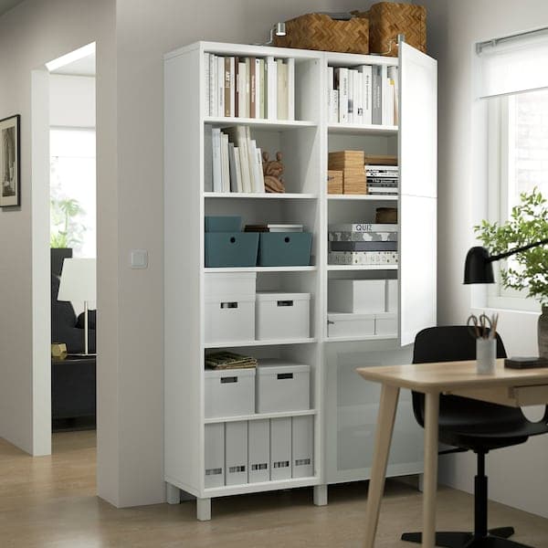 BESTÅ - Storage combination with doors, white/Mörtviken/Stubbarp white, 120x42x202 cm - best price from Maltashopper.com 79421696