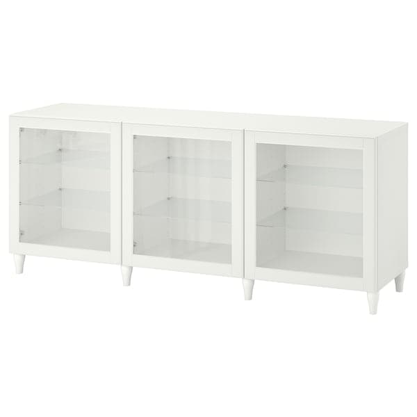 Ikea BESTÅ - Storage combination with doors, white/Ostvik/Kabbarp white clear glass, 180x42x74 cm
