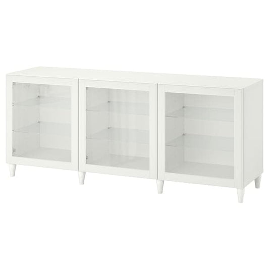 Ikea BESTÅ - Storage combination with doors, white/Ostvik/Kabbarp white clear glass, 180x42x74 cm