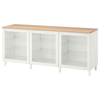 BESTÅ storage combination with doors, white/Ostvik/Kabbarp white clear glass, 180x42x76 cm