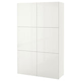 BESTÅ storage combination with doors, white/Selsviken high-gloss/white, 120x42x193 cm
