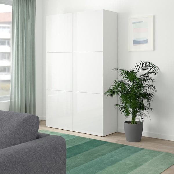 Ikea BESTÅ - Storage combination with doors, white/Selsviken high-gloss/white, 120x42x193 cm