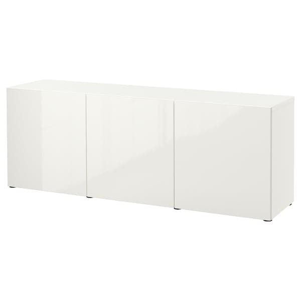 BESTÅ - Storage combination with doors, white/Selsviken high-gloss/white, 180x42x65 cm - best price from Maltashopper.com 29324990