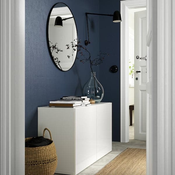 BESTÅ - Storage combination with doors, white/Selsviken high-gloss/white, 120x42x65 cm - best price from Maltashopper.com 19324599