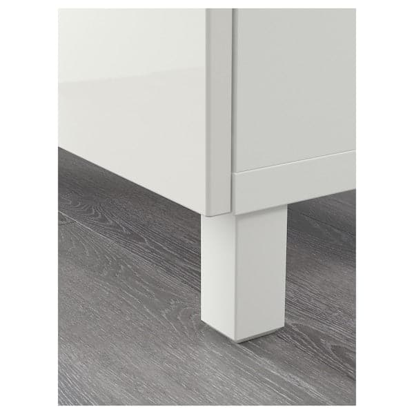 BESTÅ - Storage combination with doors, white/Selsviken/Stubbarp high-gloss/white, 180x42x74 cm - best price from Maltashopper.com 89139819