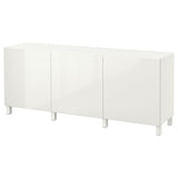 BESTÅ storage combination with doors, white/Selsviken/Stubbarp high-gloss/white, 180x42x74 cm