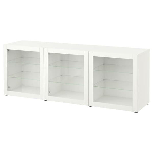 BESTÅ - Storage combination with doors, white/Sindvik white clear glass, 180x42x65 cm - best price from Maltashopper.com 79325039