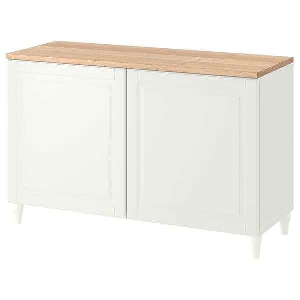 BESTÅ - Storage combination with doors, white/Smeviken/Kabbarp white, 120x42x76 cm