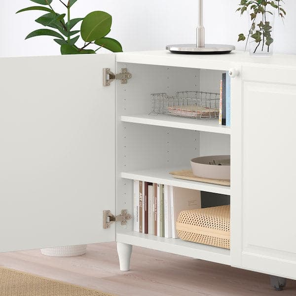 Ikea BESTÅ - Storage combination with doors, white/Smeviken/Kabbarp white, 120x42x74 cm
