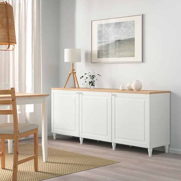 BESTÅ - Storage combination with doors, white/Smeviken/Kabbarp white, 180x42x76 cm - best price from Maltashopper.com 99387762