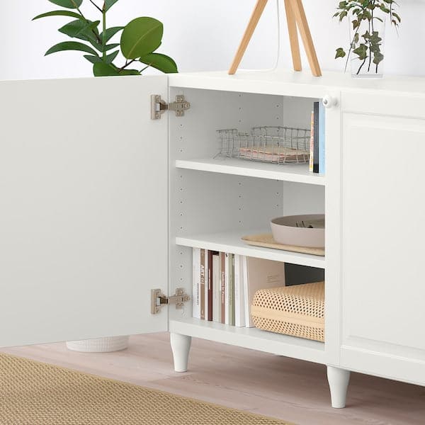 Ikea BESTÅ - Storage combination with doors, white/Smeviken/Kabbarp white, 180x42x74 cm