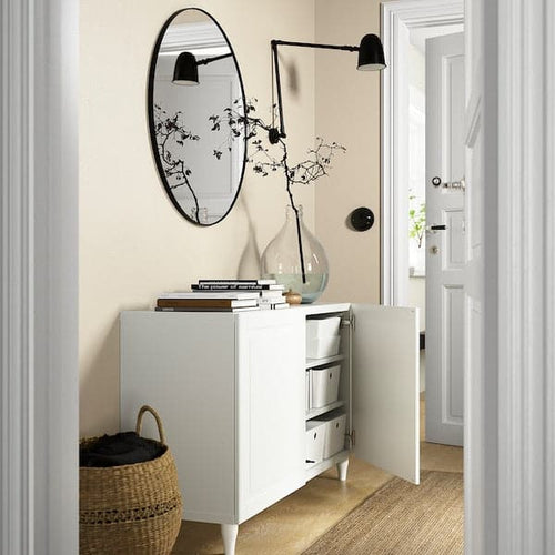 BESTÅ - Storage combination with doors, white/Smeviken/Kabbarp white, 120x42x74 cm