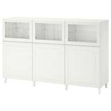 BESTÅ storage combination with doors, white/Smeviken/Kabbarp white clear glass, 180x42x112 cm