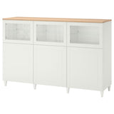 BESTÅ storage combination with doors, white/Smeviken/Kabbarp white clear glass, 180x42x114 cm