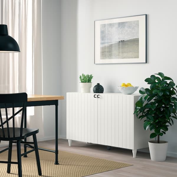 Ikea BESTÅ - Storage combination with doors, white/Sutterviken/Kabbarp white, 120x42x74 cm