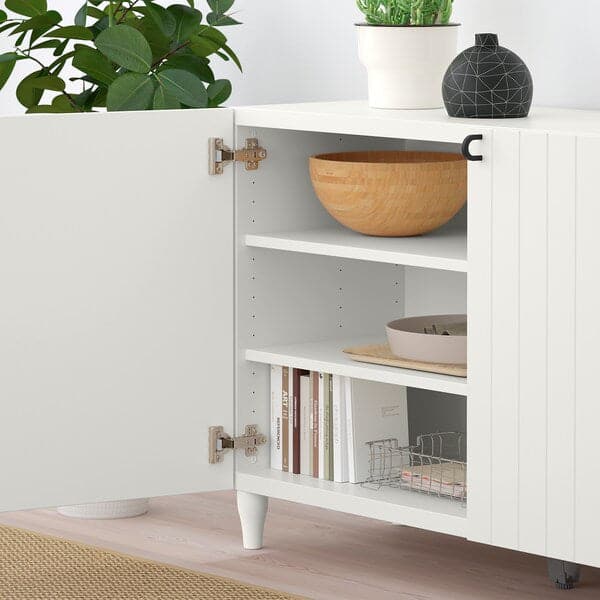 BESTÅ - Storage combination with doors, white/Sutterviken/Kabbarp white,  120x42x74 cm