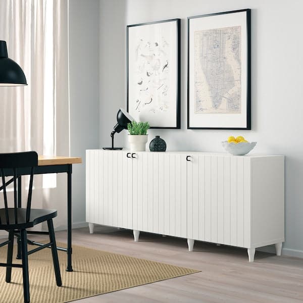 Ikea BESTÅ - Storage combination with doors, white/Sutterviken/Kabbarp white, 180x42x74 cm